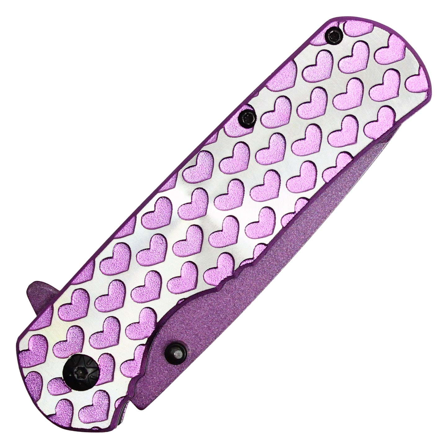 7.75" Purple Hearts Pocket Knife