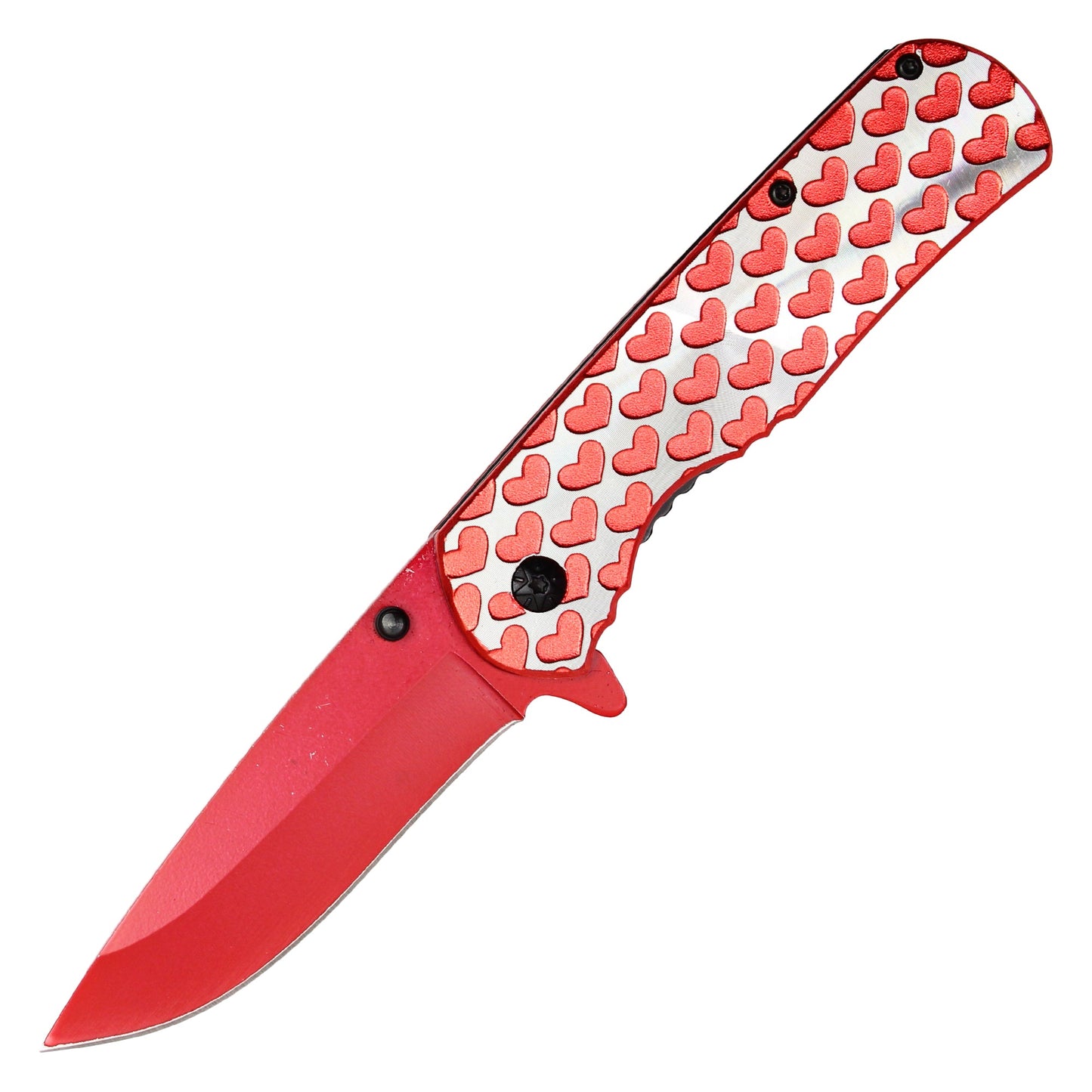 7.75" Red Hearts Pocket Knife