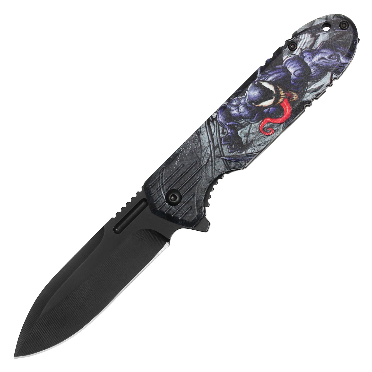 8" Black Venom Print | Spring Assisted Pocket Knife