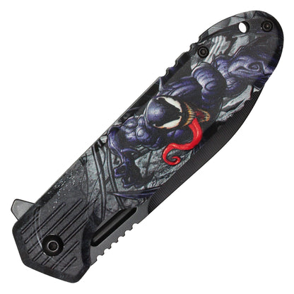 8" Black Venom Print | Spring Assisted Pocket Knife