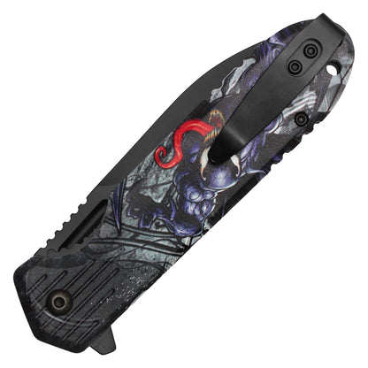 8" Black Venom Print | Spring Assisted Pocket Knife