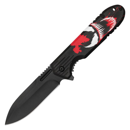 8" Black Venom Print | Spring Assisted Pocket Knife