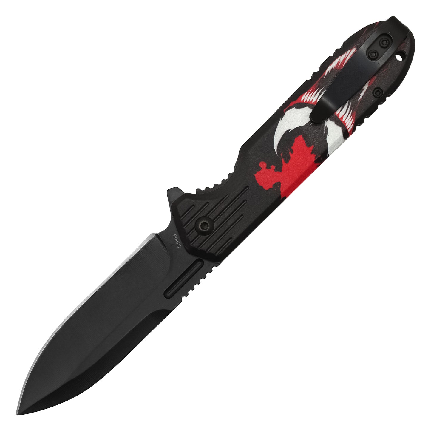 8" Black Venom Print | Spring Assisted Pocket Knife