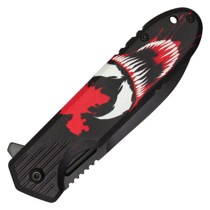 8" Black Venom Print | Spring Assisted Pocket Knife