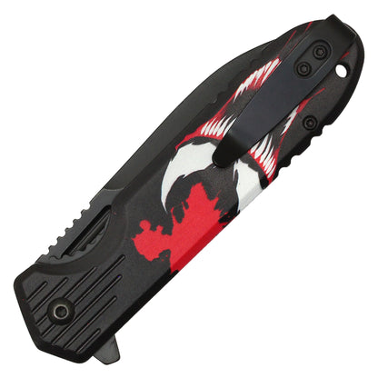 8" Black Venom Print | Spring Assisted Pocket Knife