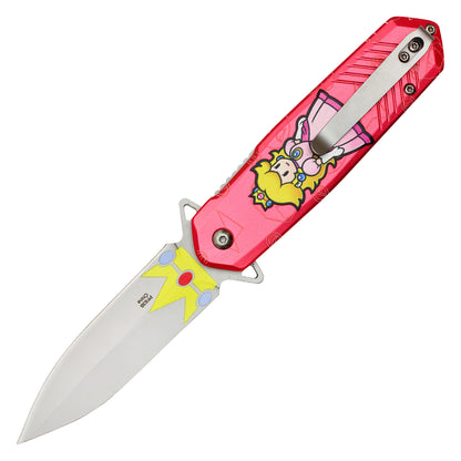 Super Mario Bros - 8" Pink Princess Peach | Spring Assisted Pocket Knife