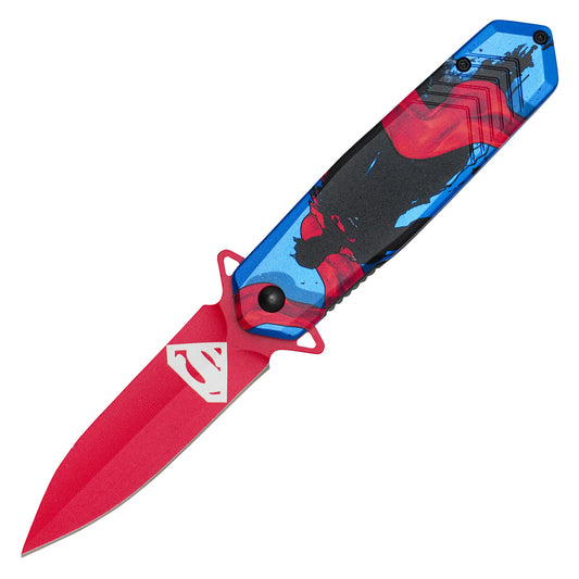 Superman - 8" Red & Blue Man of Steel | Spring Assisted Pocket Knife