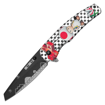 Super Mario Bros - 8" Checkered D-Pad Toad | Spring Assisted Pocket Knife