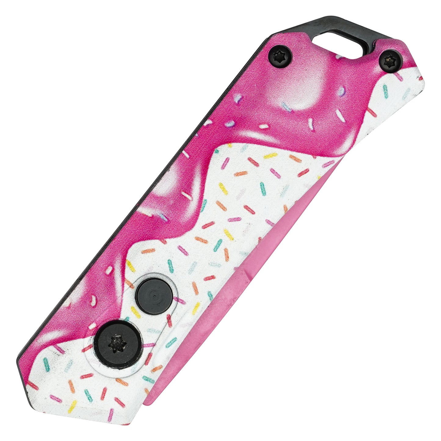 Atomic Knives / Sweet Treats - 5" Pink Frosted Drop Point | Push Button Pocket Knife