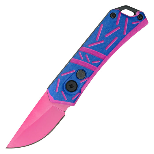 Atomic Knives / Sweet Treats - 5" Pink & Blue Sprinkles Drop Point | Push Button Pocket Knife