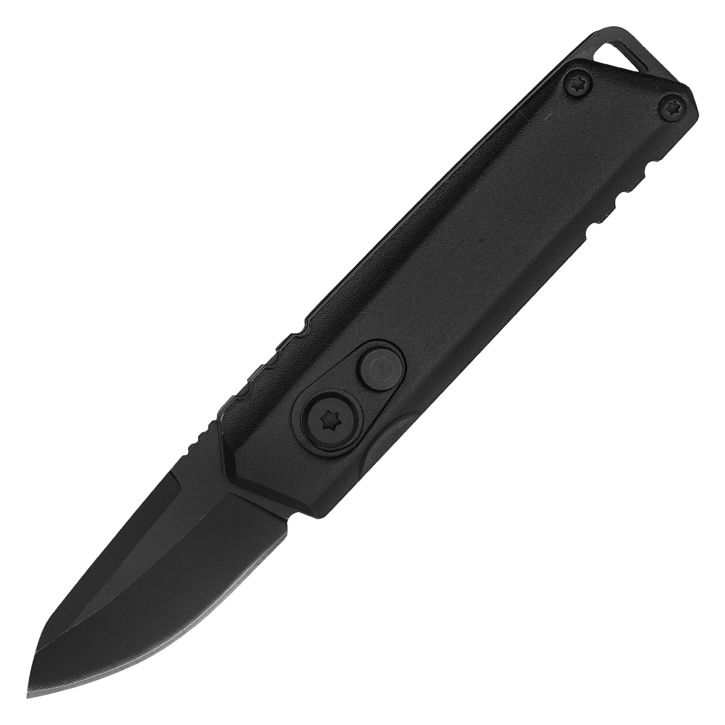 Atomic Knives - 5" Micro Black Drop Point | Push Button Pocket Knife