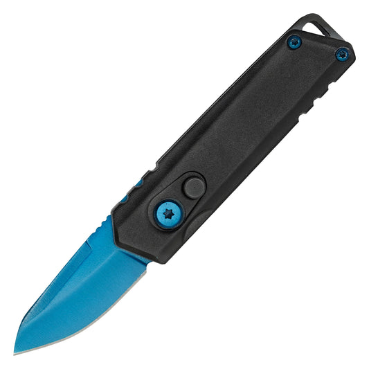 Atomic Knives - 5" Micro Blue Drop Point | Push Button Pocket Knife