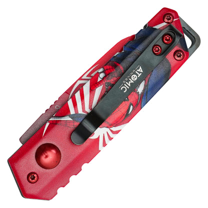 Atomic Knives - 5" Red Spider-Man | Push Button Pocket Knife