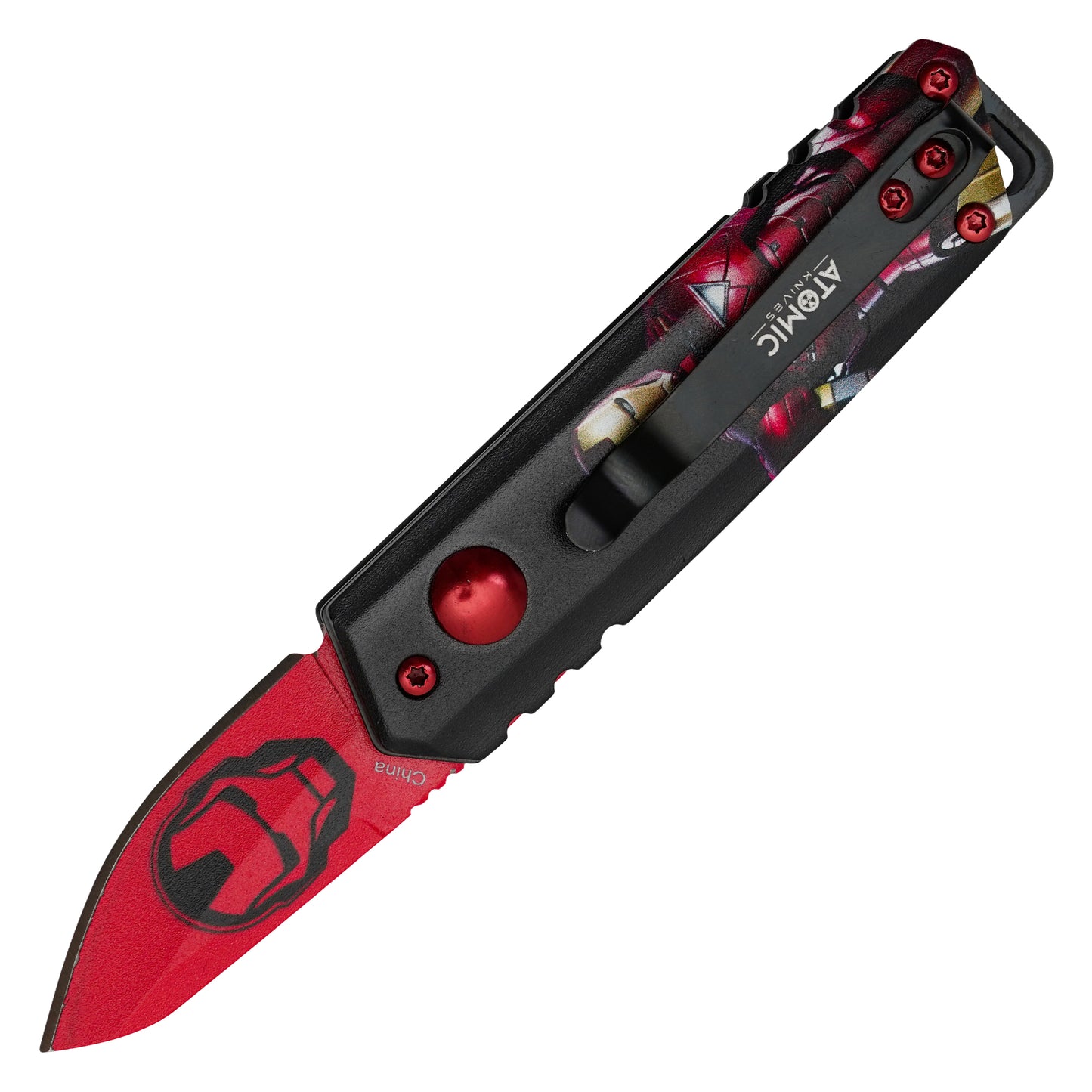 Atomic Knives - 5" Iron Man | Push Button Pocket Knife