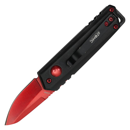 Atomic Knives - 5" Micro Red Drop Point | Push Button Pocket Knife