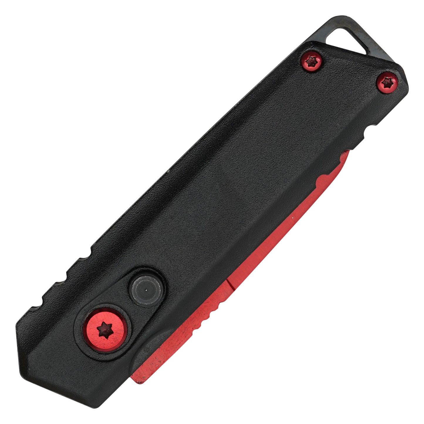 Atomic Knives - 5" Micro Red Drop Point | Push Button Pocket Knife