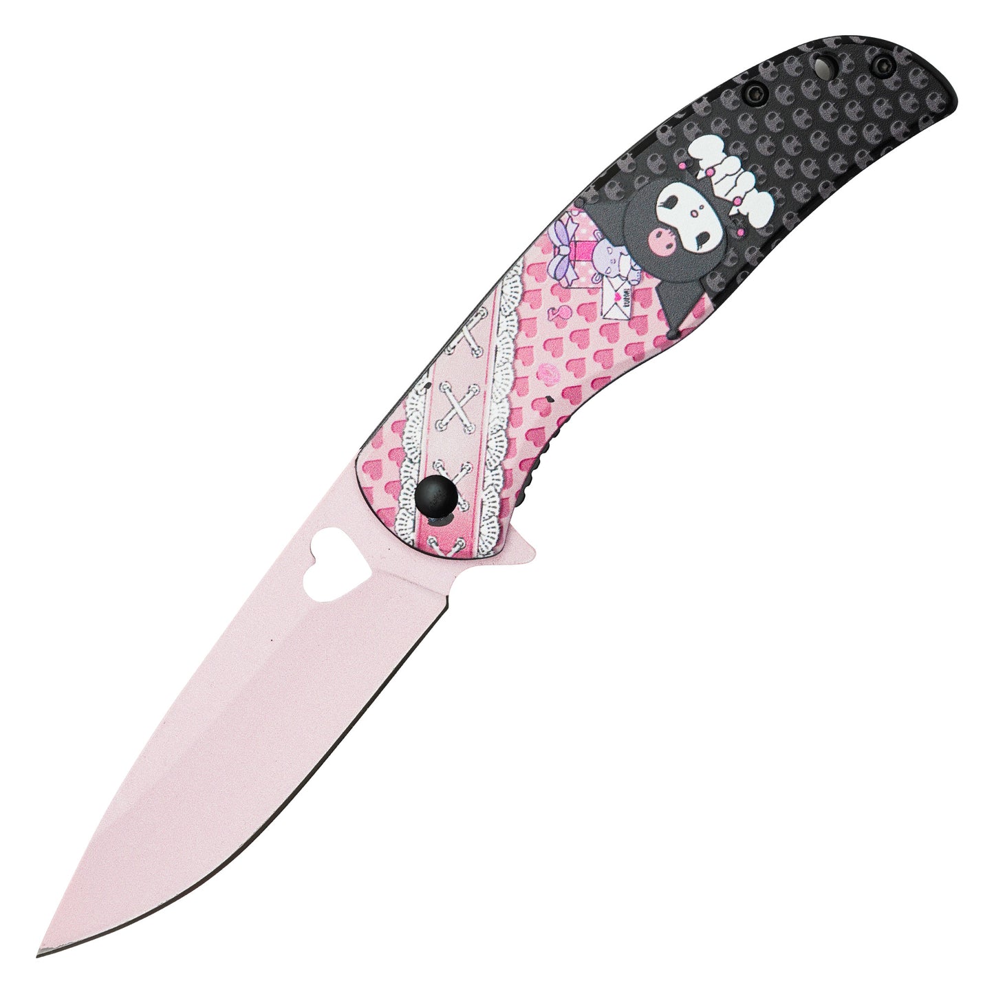 Sanrio - 8.25" Pink & Black Kuromi | Spring Assisted Pocket Knife