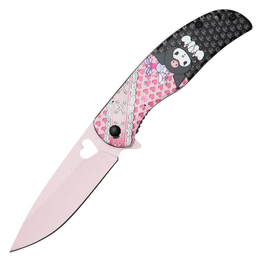 Sanrio - 8.25" Pink & Black Kuromi | Spring Assisted Pocket Knife
