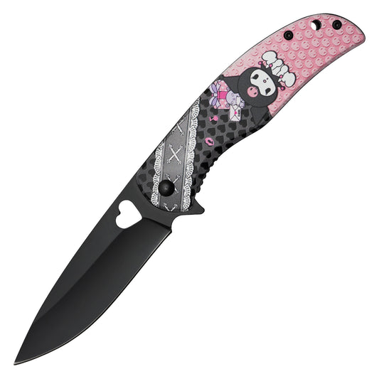 Sanrio - 8.25" Pink & Black Kuromi | Spring Assisted Pocket Knife