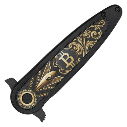 7.75” Black Bitcoin | Spring Assisted Pocket Knife