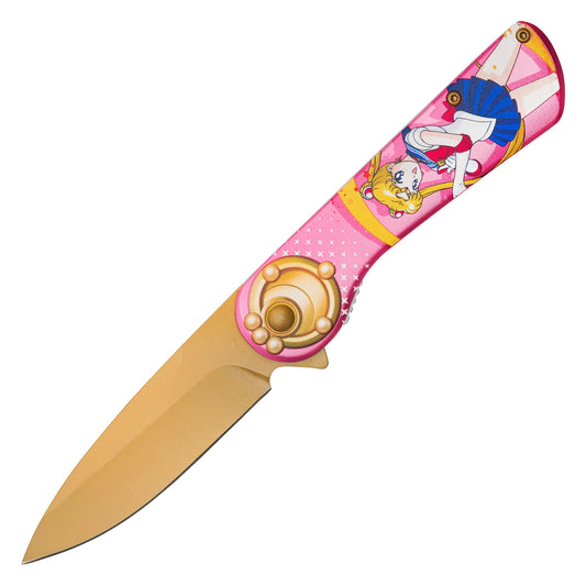 Sailor Moon - 8” Pink & Gold | Spring Assisted Pocket Knife