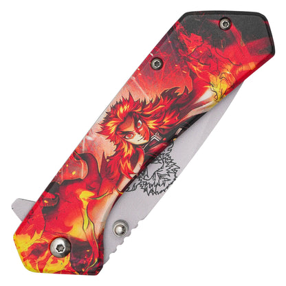 Demon Slayer: Kimetsu no Yaiba – 7.75" Rengoku | Spring Assisted Pocket Knife