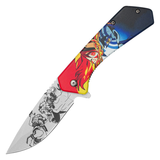Demon Slayer: Kimetsu no Yaiba – 7.75" Rengoku vs Akaza | Spring Assisted Pocket Knife
