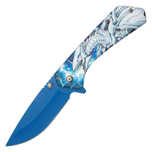 Yu-Gi-Oh! – 7.75" Blue-Eyes White Dragon | Spring Assisted Pocket Knife