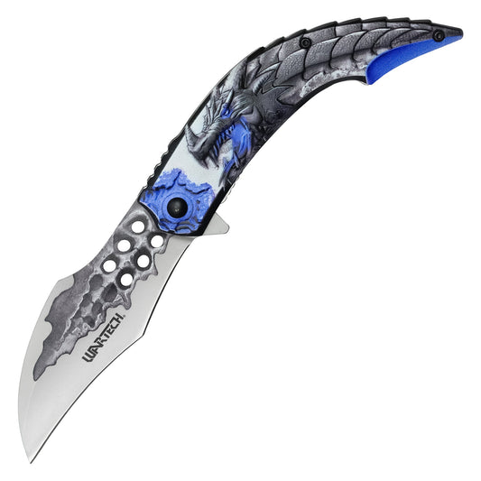 Wartech - 8" Blue 3D Dragon Pocket Knife