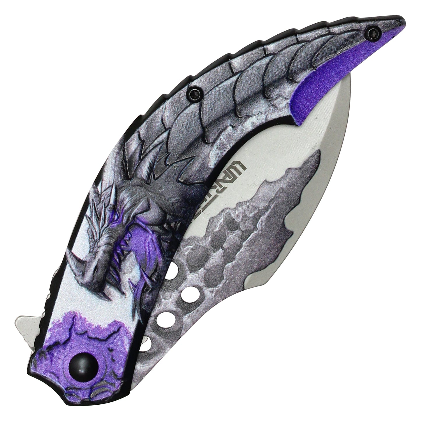 Wartech - 8" Purple 3D Dragon Pocket Knife