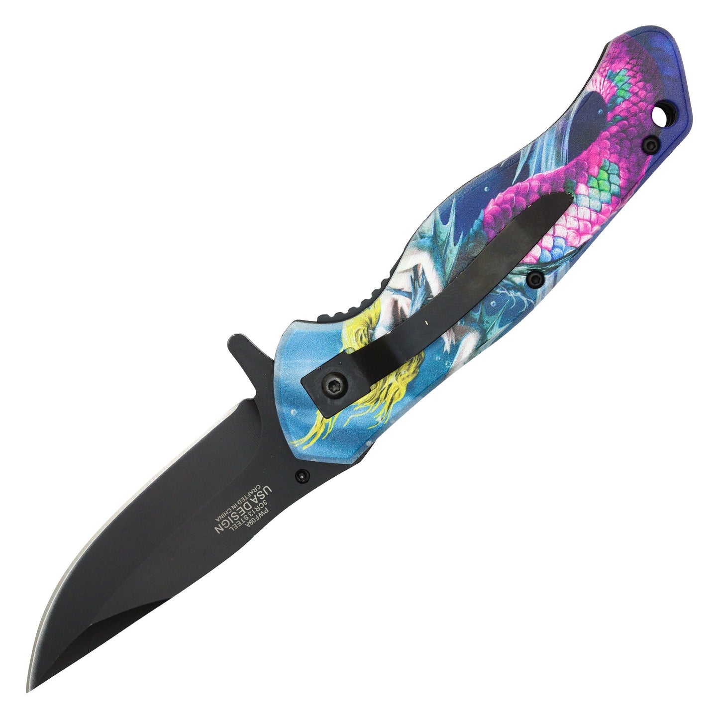 Wartech - 8" Mermaid Print Pocket Knife