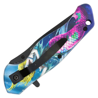 Wartech - 8" Mermaid Print Pocket Knife