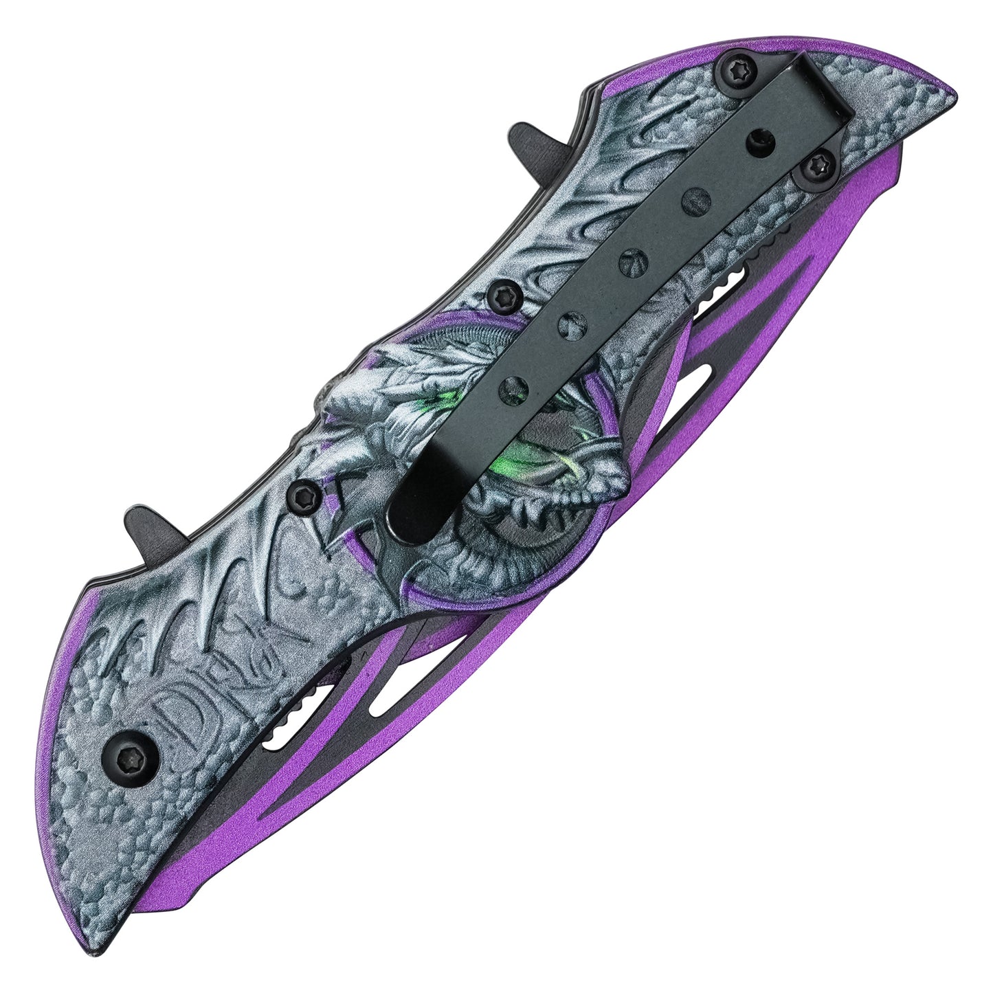 Wartech - 10.5" Dual Blade Purple Dragon | Spring Assisted Pocket Knife