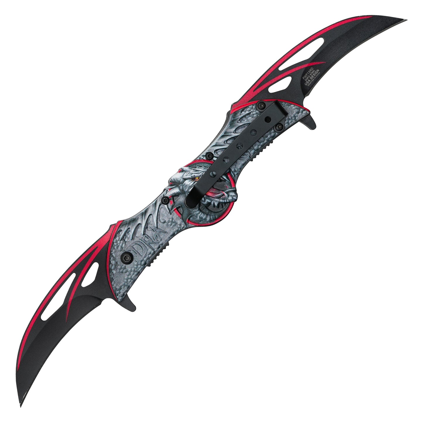 Wartech - 10.5" Dual Blade Red Dragon | Spring Assisted Pocket Knife