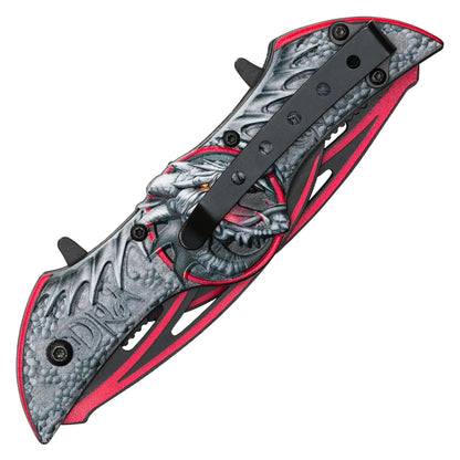 Wartech - 10.5" Dual Blade Red Dragon | Spring Assisted Pocket Knife