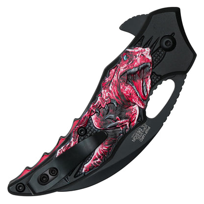 Wartech - 7" Red T-Rex Dinosaur Knife | Spring Assisted Pocket Knife