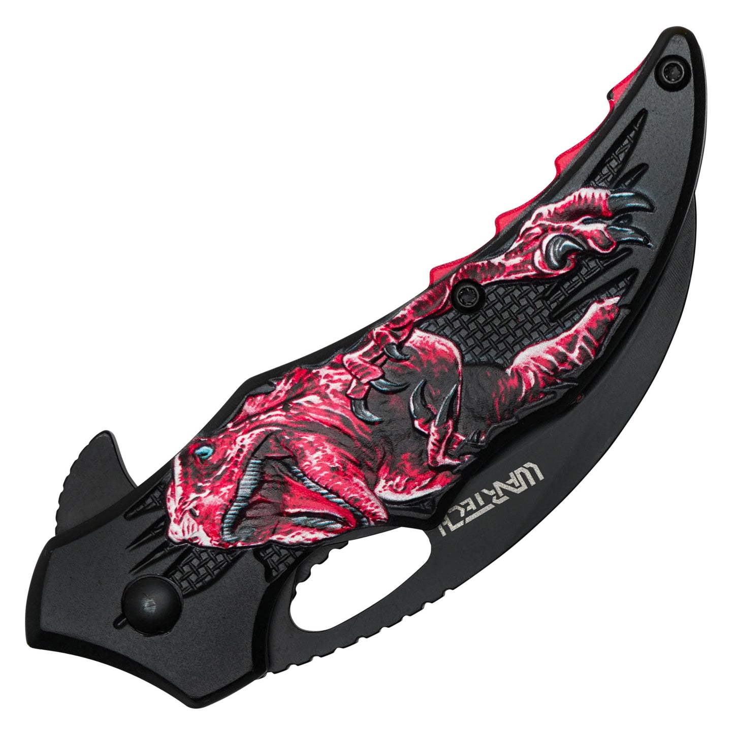 Wartech - 7" Red T-Rex Dinosaur Knife | Spring Assisted Pocket Knife