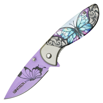 Wartech - 7" Purple Butterfly | Spring Assisted Pocket Knife