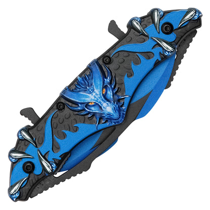 Wartech - 11” Blue Dragon Wings | Spring Assisted Pocket Knife