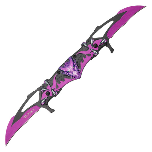 Wartech - 11” Purple Dragon Wings | Spring Assisted Pocket Knife