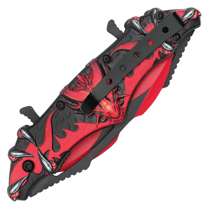 Wartech - 11” Red Dragon Wings | Spring Assisted Pocket Knife