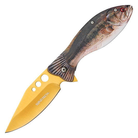 Wartech - 8" Largemouth Bass | Spring Assisted Pocket Knife