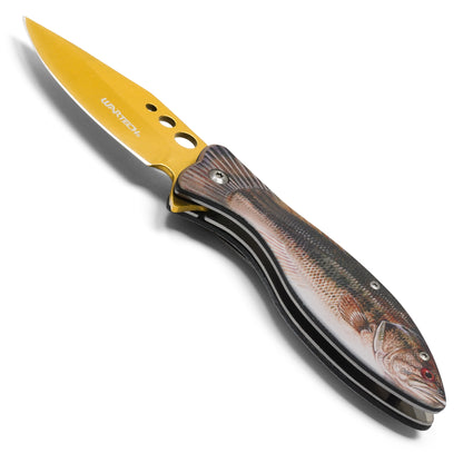 Wartech - 8" Largemouth Bass | Spring Assisted Pocket Knife
