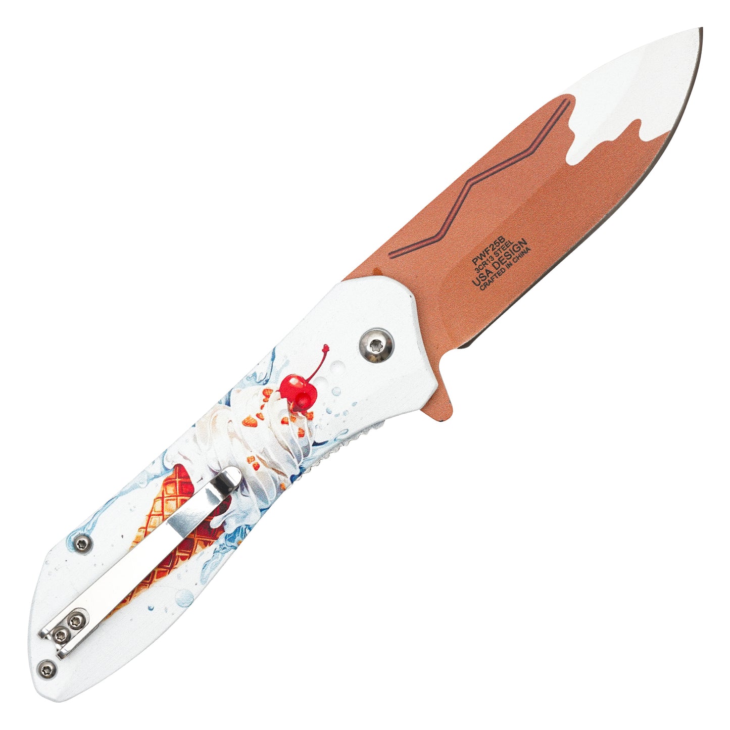 Wartech - 7.75" Frosted Ice Cream Cone | Spring Assisted Pocket Knife