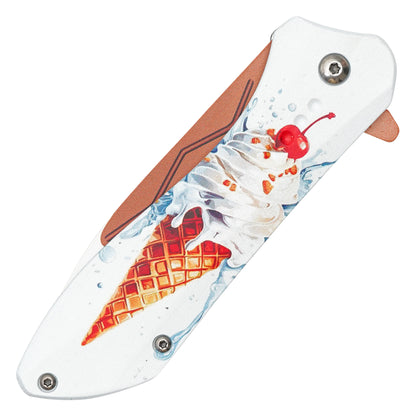 Wartech - 7.75" Frosted Ice Cream Cone | Spring Assisted Pocket Knife