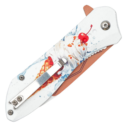 Wartech - 7.75" Frosted Ice Cream Cone | Spring Assisted Pocket Knife