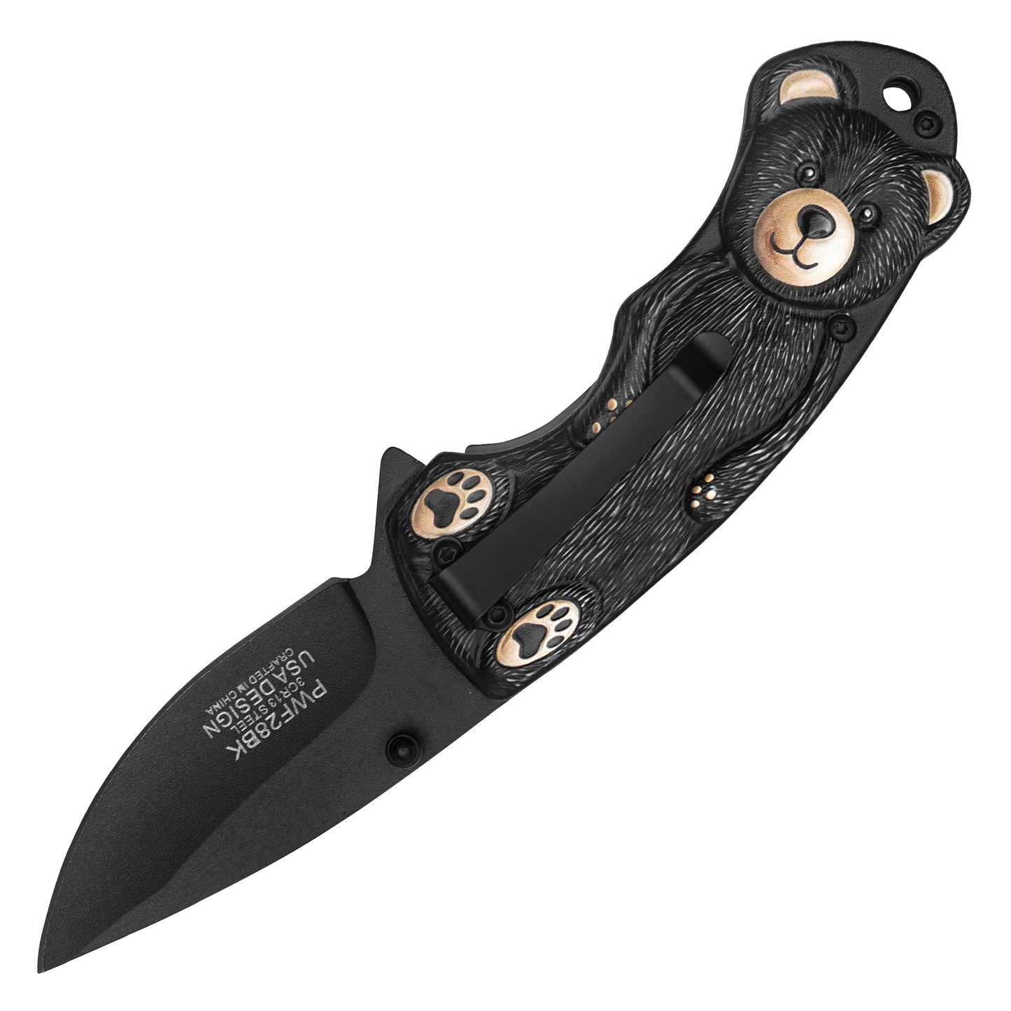 Wartech - 6.75" Black Bear | Spring Assisted Pocket Knife