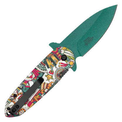 Wartech - 7.25" Aztec God | Spring Assisted Pocket Knife