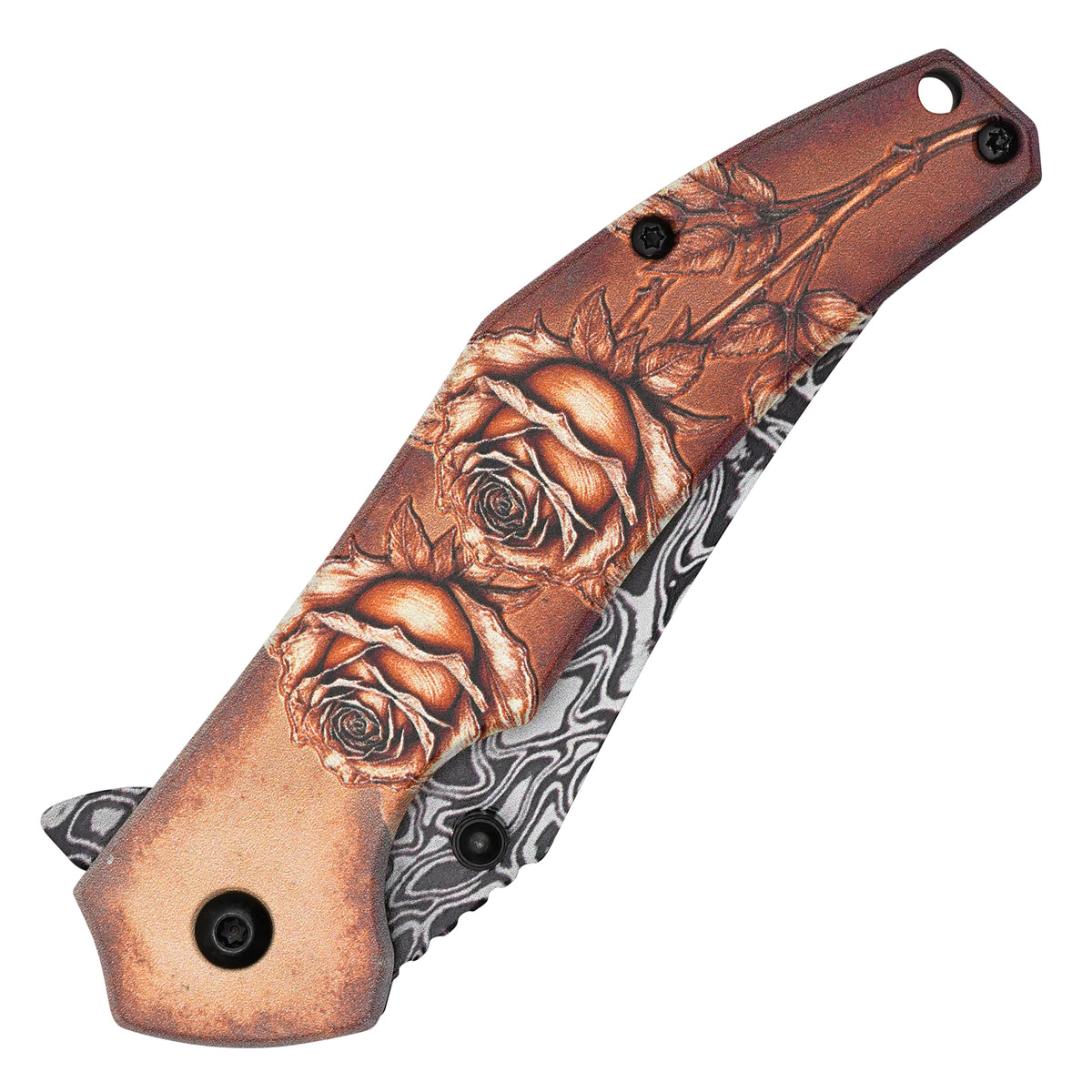 Wartech - Damascus Rose | Collectible Spring Assisted Pocket Knife