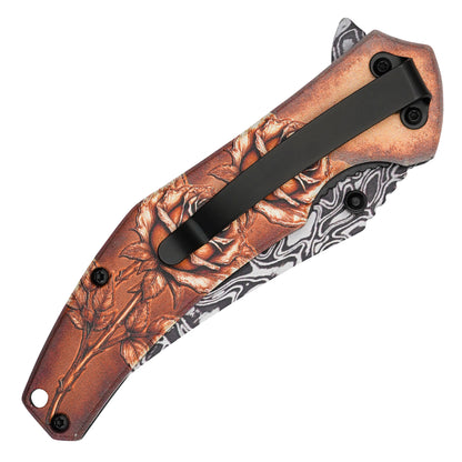 Wartech - Damascus Rose | Collectible Spring Assisted Pocket Knife